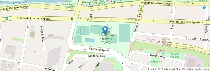 Mapa de ubicacion de Sociedad de Tiro y Gimnasia y Esgrima de Jujuy en Argentine, Jujuy, Departamento Doctor Manuel Belgrano, Municipio De San Salvador De Jujuy.