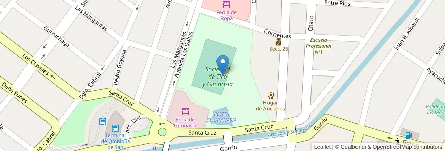 Mapa de ubicacion de Sociedad de Tiro y Gimnasia en Arjantin, Jujuy, Departamento San Pedro, Municipio De San Pedro De Jujuy.