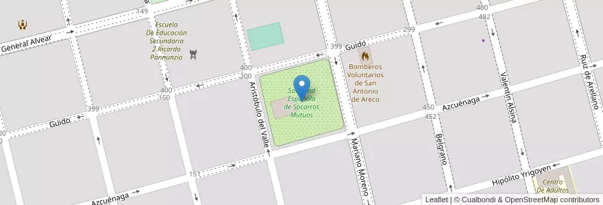 Mapa de ubicacion de Sociedad Española de Socorros Mutuos en Argentine, Province De Buenos Aires, Partido De San Antonio De Areco, San Antonio De Areco.