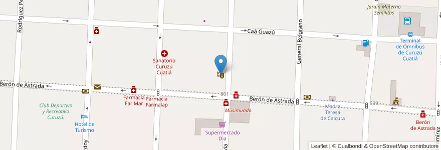 Mapa de ubicacion de Sociedad Española - Sala Cervantes en الأرجنتين, Corrientes, Departamento Curuzú Cuatiá, Municipio De Curuzú Cuatiá.