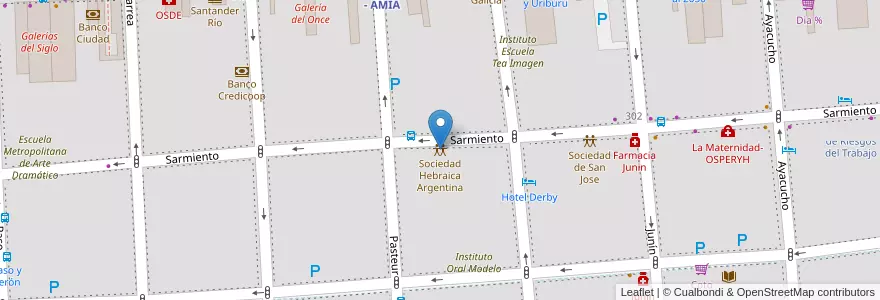 Mapa de ubicacion de Sociedad Hebraica Argentina, Balvanera en Аргентина, Буэнос-Айрес, Comuna 3, Буэнос-Айрес.