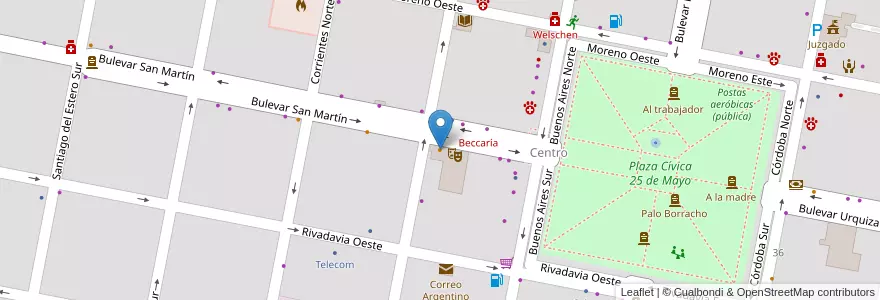 Mapa de ubicacion de Sociedad Italiana en 아르헨티나, Santa Fe, Departamento Castellanos, Municipio De Humberto Primo, Humberto Primo.