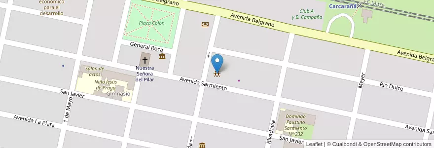 Mapa de ubicacion de Sociedad Italiana de Socorros Mutuos en آرژانتین, سانتافه, Departamento San Lorenzo, Municipio De Carcarañá, Carcarañá.