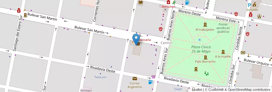 Mapa de ubicacion de Sociedad Italo Argentina Nueva Roma en Argentinien, Santa Fe, Departamento Castellanos, Municipio De Humberto Primo, Humberto Primo.