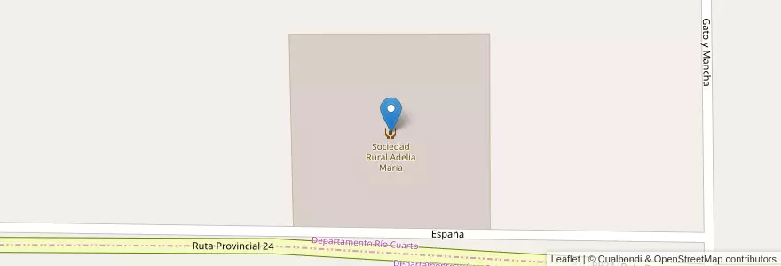 Mapa de ubicacion de Sociedad Rural Adelia Maria en アルゼンチン, コルドバ州, Departamento Río Cuarto, Pedanía Cautiva, Municipio De Adelia María.