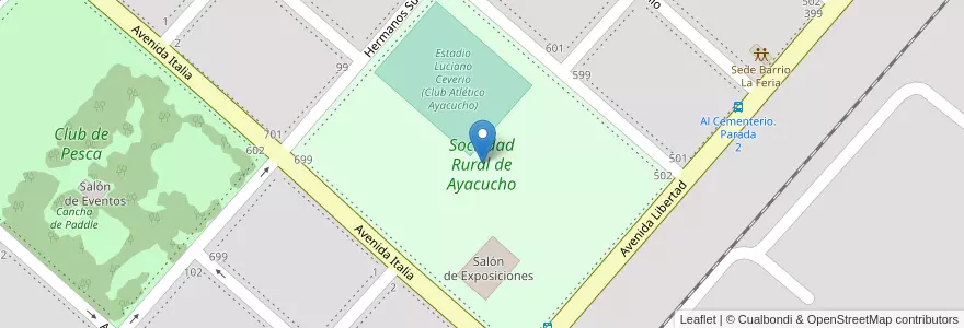 Mapa de ubicacion de Sociedad Rural de Ayacucho en آرژانتین, استان بوئنوس آیرس, Partido De Ayacucho, Ayacucho.