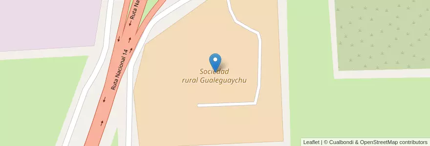 Mapa de ubicacion de Sociedad rural Gualeguaychu en アルゼンチン, エントレ・リオス州, Departamento Gualeguaychú, Gualeguaychú, Gualeguaychú, Distrito Costa Uruguay Sur.