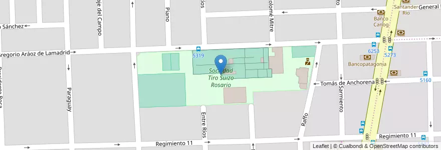 Mapa de ubicacion de Sociedad Tiro Suizo Rosario en آرژانتین, سانتافه, Departamento Rosario, Municipio De Rosario, تسبیح.