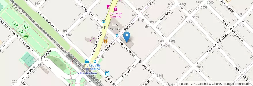 Mapa de ubicacion de Sociedades Unidas Villa Adelina en Arjantin, Buenos Aires, Partido De San Isidro, Villa Adelina.