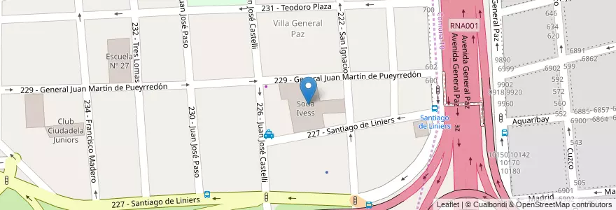 Mapa de ubicacion de Soda Ivess en アルゼンチン, ブエノスアイレス州, Partido De Tres De Febrero, Ciudadela.