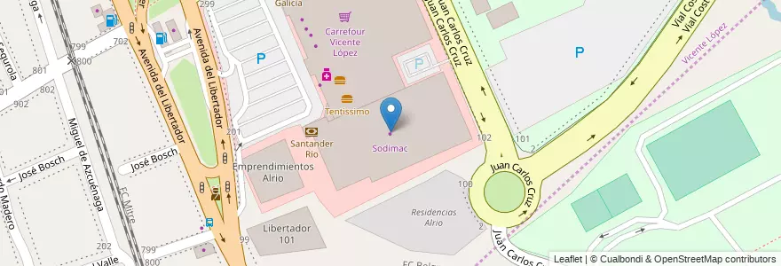 Mapa de ubicacion de Sodimac en الأرجنتين, Partido De Vicente López, Comuna 13.