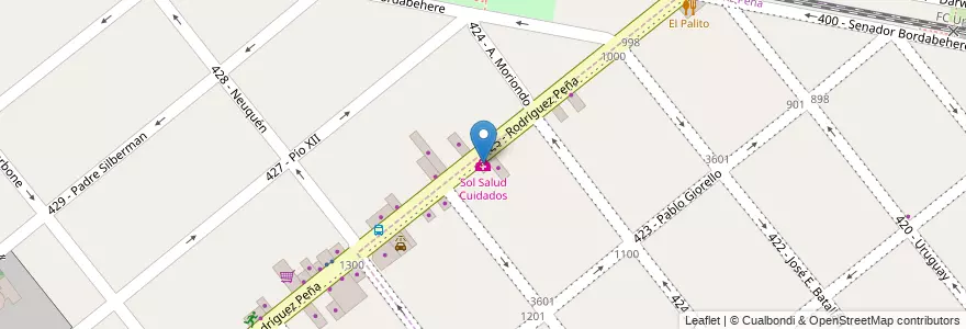 Mapa de ubicacion de Sol Salud Cuidados en الأرجنتين, بوينس آيرس, Partido De Tres De Febrero, Sáenz Peña.