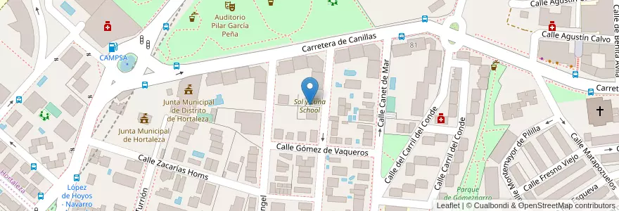 Mapa de ubicacion de Sol y Luna School en إسبانيا, منطقة مدريد, منطقة مدريد, Área Metropolitana De Madrid Y Corredor Del Henares, مدريد.