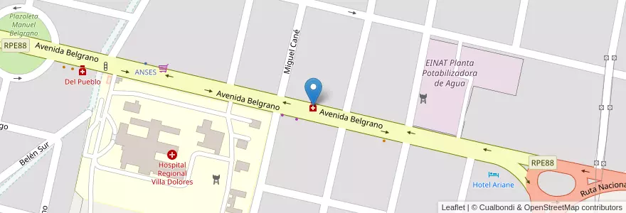 Mapa de ubicacion de Solari en Arjantin, Córdoba, Departamento San Javier, Pedanía Dolores, Municipio De Villa Dolores, Villa Dolores.
