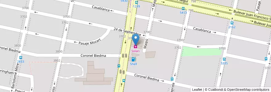 Mapa de ubicacion de Solari en Argentinien, Santa Fe, Departamento Rosario, Municipio De Rosario, Rosario.