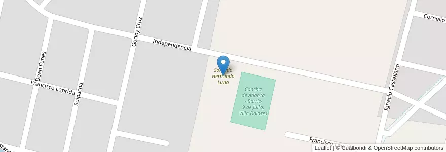 Mapa de ubicacion de Soldado Hermindo Luna en Argentina, Córdoba, Departamento San Javier, Pedanía Dolores, Municipio De Villa Dolores, Villa Dolores.