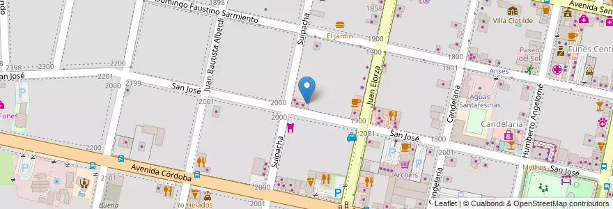Mapa de ubicacion de Soleá Danzas en 아르헨티나, Santa Fe, Departamento Rosario, Municipio De Funes, Funes.