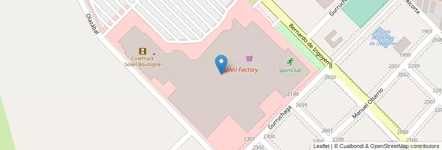 Mapa de ubicacion de Soleil Factory en Arjantin, Buenos Aires, Partido De San Isidro, Boulogne Sur Mer.
