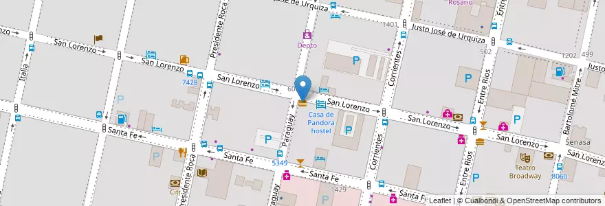 Mapa de ubicacion de Solo Empanadas en آرژانتین, سانتافه, Departamento Rosario, Municipio De Rosario, تسبیح.