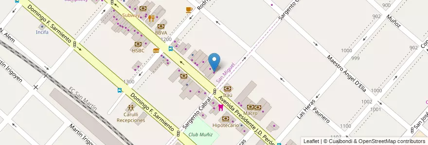 Mapa de ubicacion de Sonidos Center en الأرجنتين, بوينس آيرس, Partido De San Miguel, San Miguel.