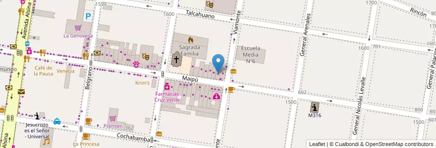 Mapa de ubicacion de Sonne Outlet en Argentina, Buenos Aires, Partido De Lomas De Zamora, Banfield.