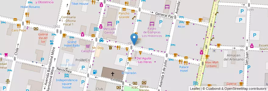 Mapa de ubicacion de Soppelsa en Argentinië, Chili, Mendoza, Departamento Capital, Ciudad De Mendoza.