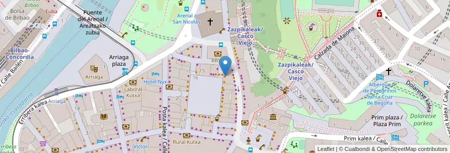 Mapa de ubicacion de Sorginzulo en 西班牙, 巴斯克, 比斯开, Bilboaldea, 毕尔巴鄂.