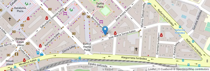 Mapa de ubicacion de Soroa en Espagne, Pays Basque Autonome, Guipuscoa, Donostialdea, Saint-Sébastien.