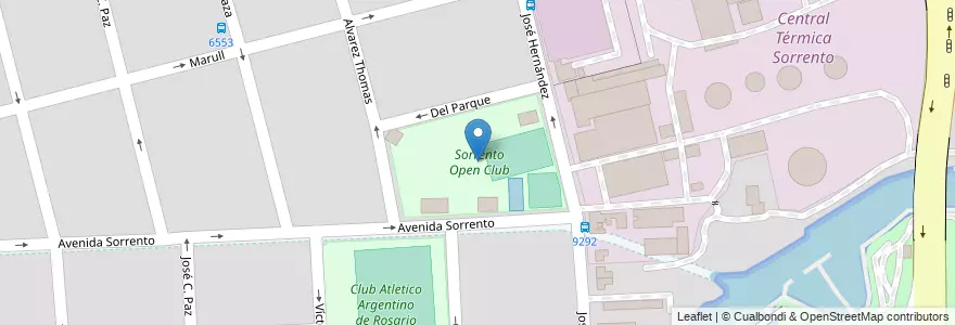 Mapa de ubicacion de Sorrento Open Club en Arjantin, Santa Fe, Departamento Rosario, Municipio De Rosario, Rosario.
