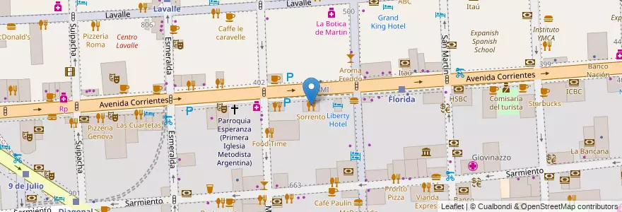 Mapa de ubicacion de Sorrento, San Nicolas en Arjantin, Ciudad Autónoma De Buenos Aires, Comuna 1, Buenos Aires.