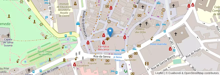 Mapa de ubicacion de Sotto 0 en Sepanyol, Galicia / Galiza, A Coruña, Santiago, Santiago De Compostela.