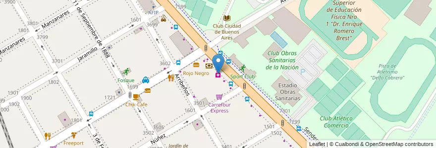 Mapa de ubicacion de Soy Tu Farmacia, Nuñez en الأرجنتين, Ciudad Autónoma De Buenos Aires, Buenos Aires, Comuna 13.