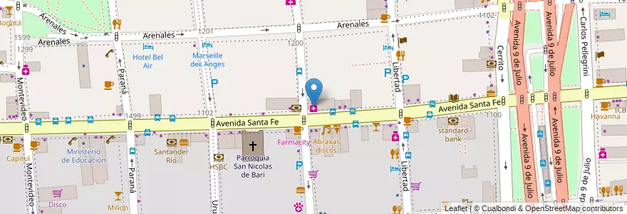 Mapa de ubicacion de Soy Tú Farmacia, Retiro en Argentinien, Ciudad Autónoma De Buenos Aires, Comuna 1, Buenos Aires.