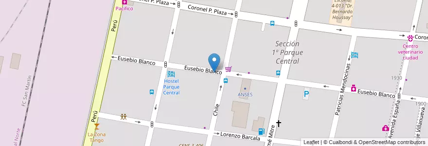 Mapa de ubicacion de SP Spanish Courses en Argentinien, Chile, Mendoza, Departamento Capital, Ciudad De Mendoza.