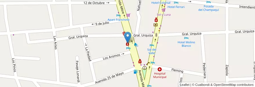 Mapa de ubicacion de Spedaletti en Argentinië, Córdoba, Departamento San Alberto, Pedanía Tránsito, Mina Clavero, Municipio De Mina Clavero.