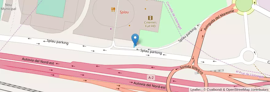 Mapa de ubicacion de Splau en Espagne, Catalogne, Barcelone, Bas-Llobrégat, Cornellà De Llobregat.