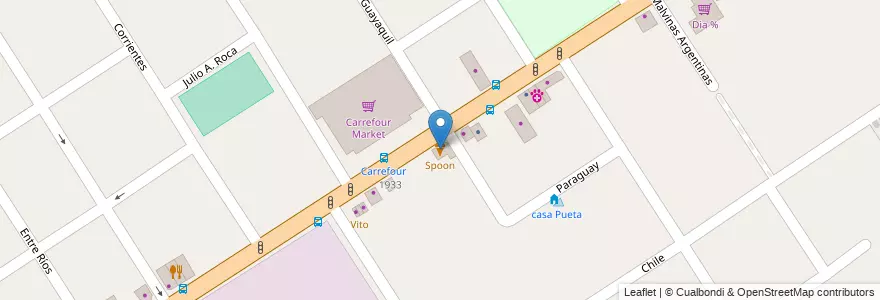 Mapa de ubicacion de Spoon en Argentina, Buenos Aires, Partido De Tigre, Don Torcuato.