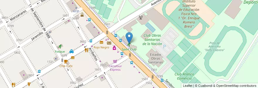 Mapa de ubicacion de Sport Club, Nuñez en 아르헨티나, Ciudad Autónoma De Buenos Aires, 부에노스아이레스, Comuna 13.