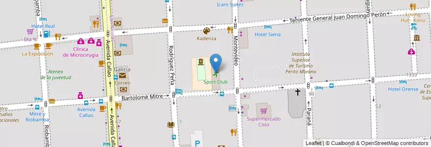 Mapa de ubicacion de Sport Club, San Nicolas en 阿根廷, Ciudad Autónoma De Buenos Aires, Comuna 1, 布宜诺斯艾利斯.