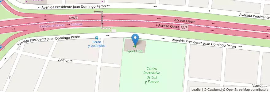 Mapa de ubicacion de Sport Club en 阿根廷, 布宜诺斯艾利斯省, Partido De Morón, Castelar.