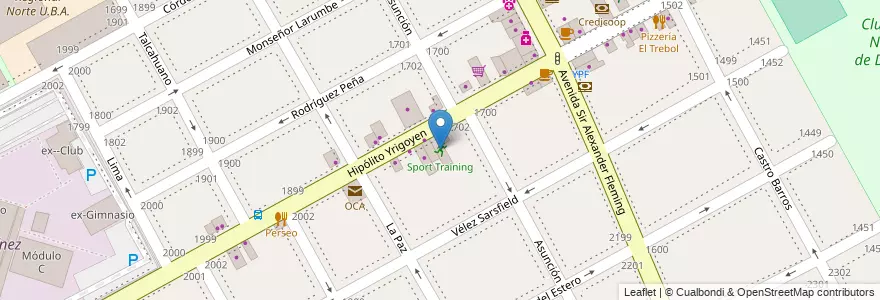Mapa de ubicacion de Sport Training en Arjantin, Buenos Aires, Partido De San Isidro, Martínez.