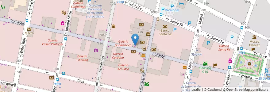 Mapa de ubicacion de Sportcenter en آرژانتین, سانتافه, Departamento Rosario, Municipio De Rosario, تسبیح.