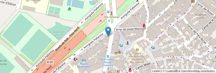 Mapa de ubicacion de Sporting en Espanha, Catalunha, Barcelona, Barcelonès, Santa Coloma De Gramenet.