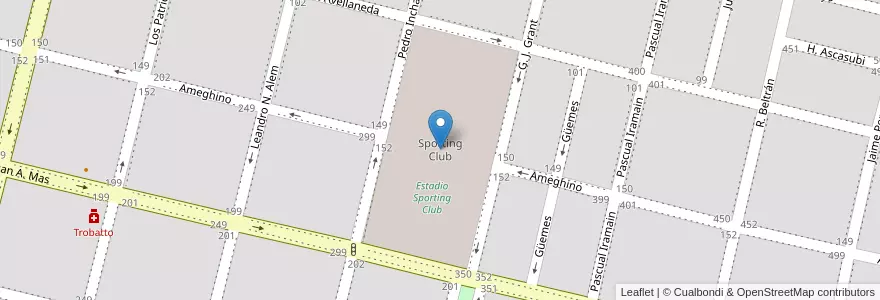 Mapa de ubicacion de Sporting Club en Аргентина, Кордова, Departamento Presidente Roque Sáenz Peña, Pedanía La Amarga, Municipio De Laboulaye, Laboulaye.