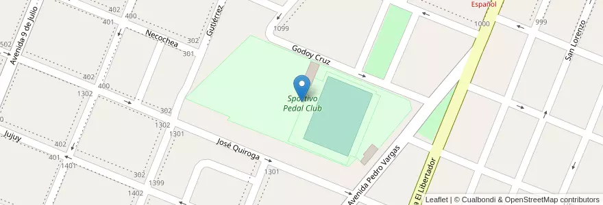 Mapa de ubicacion de Sportivo Pedal Club en アルゼンチン, チリ, メンドーサ州, San Rafael, Distrito Ciudad De San Rafael, Departamento San Rafael.