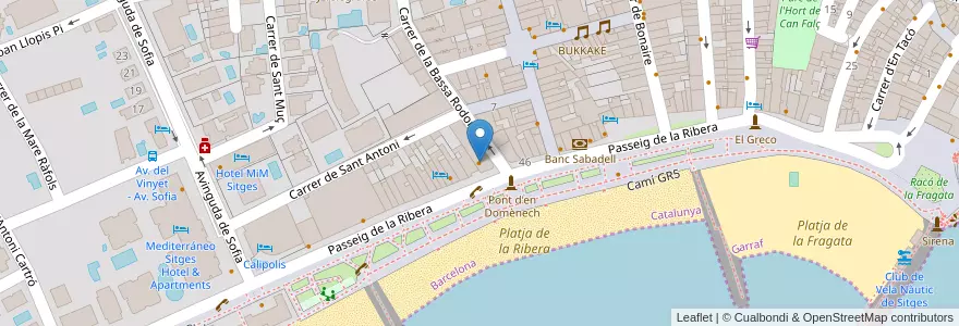Mapa de ubicacion de Sports Bar Sitges en إسبانيا, كتالونيا, برشلونة, Garraf, Sitges.