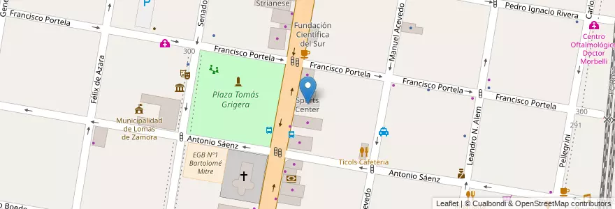 Mapa de ubicacion de Sports Center en Argentina, Provincia Di Buenos Aires, Partido De Lomas De Zamora, Lomas De Zamora.