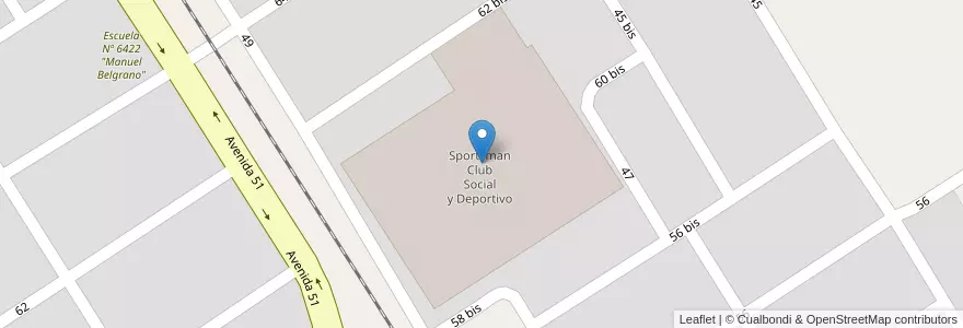 Mapa de ubicacion de Sportsman Club Social y Deportivo en 아르헨티나, Santa Fe, Departamento General López, Municipio De Villa Cañás, Villa Cañás.
