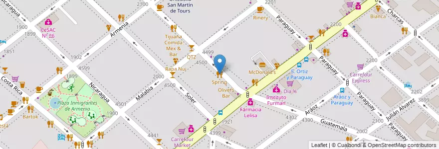 Mapa de ubicacion de Spring, Palermo en الأرجنتين, Ciudad Autónoma De Buenos Aires, Buenos Aires, Comuna 14.