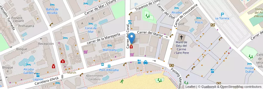 Mapa de ubicacion de Spritz Pub en 西班牙, 巴利阿里群岛, España (Mar Territorial), Raiguer, 巴利阿里群岛, Alcúdia.